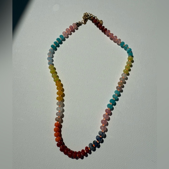 Colorful Rainbow Stone Beaded Choker Necklace 
Adjustable - Picture 9 of 12
